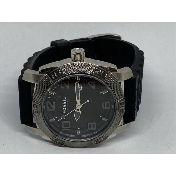 Fossil PR5409 Men's Black Silicone Analog Black Dial Quartz Genuine Watch JK2 - Picture 7 of 12